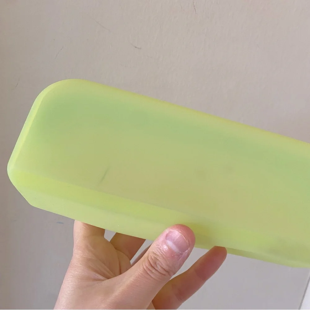 Yellow Silicon Pencil Case with Blue Zipper